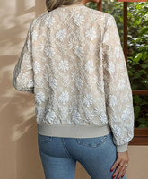 Women’s Floral Embroidered Zip-Up Bomber Jacket | Zarnesh